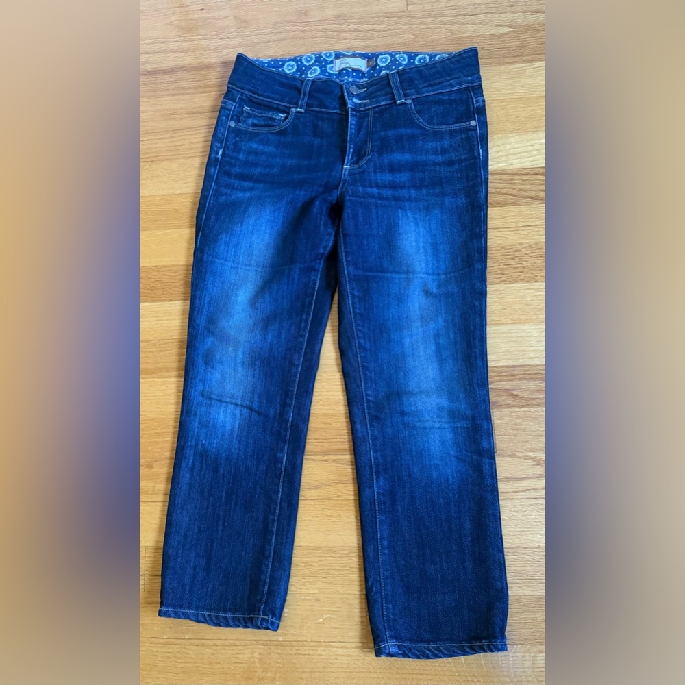 PAIGE Dark Blue Hidden Hills cropped jeans